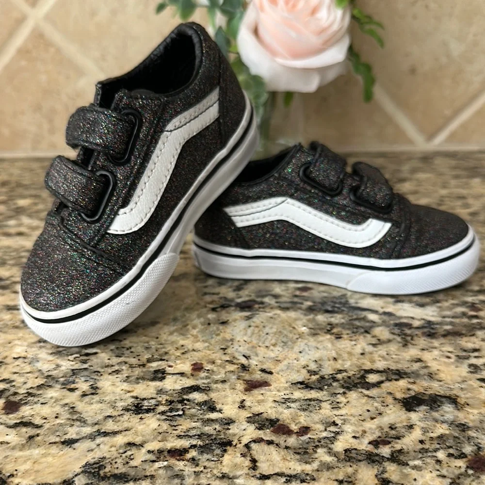 VANS Black Glitter Old Skool Sneakers Toddler Kids size 5